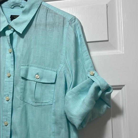 Talbots Casual Button Down Shirt with Three-Quarter Sleeves and Relaxed Fit - Picture 6 of 8